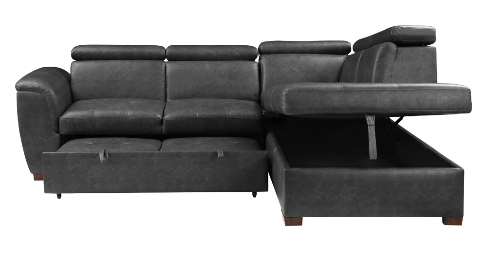 Barre Faux Leather 2‑Piece Sectional with Pull‑out Bed & Right Chaise