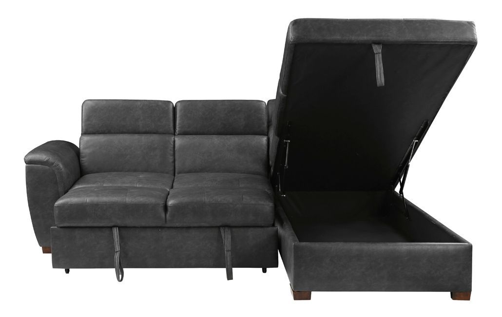 Barre Faux Leather 2‑Piece Sectional with Pull‑out Bed & Right Chaise