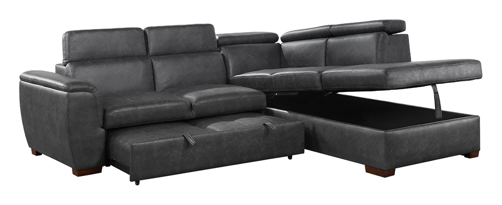 Barre Faux Leather 2‑Piece Sectional with Pull‑out Bed & Right Chaise