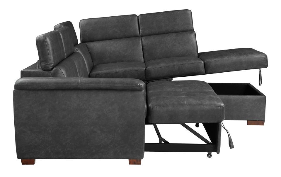 Barre Faux Leather 2‑Piece Sectional with Pull‑out Bed & Right Chaise