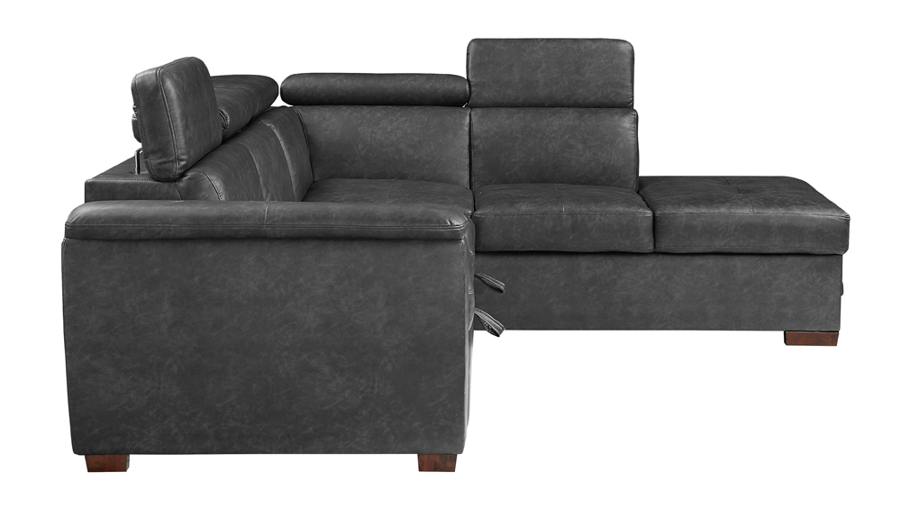 Barre Faux Leather 2‑Piece Sectional with Pull‑out Bed & Right Chaise