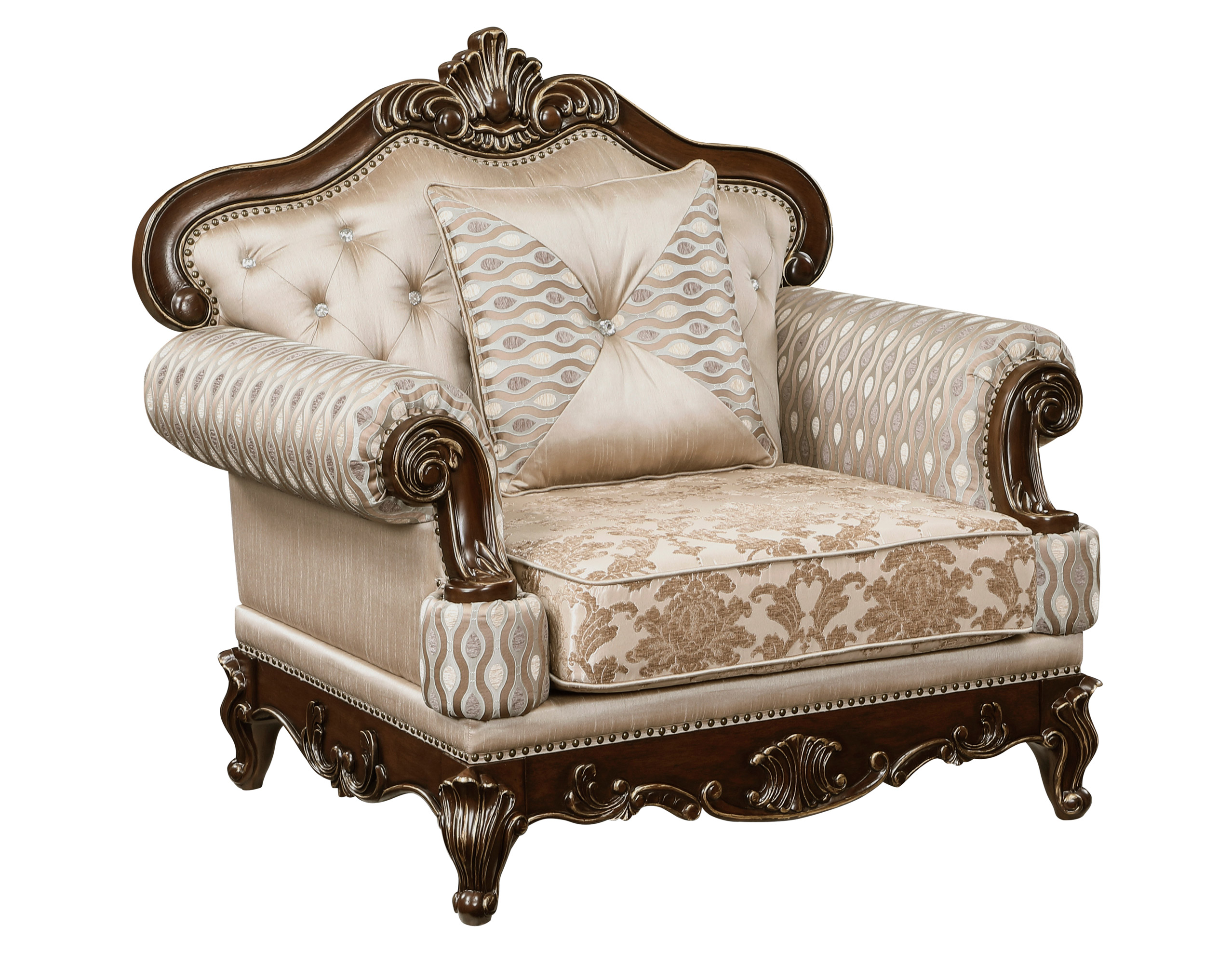 Balthasar Chenille/Faux Crystal Living Room Set