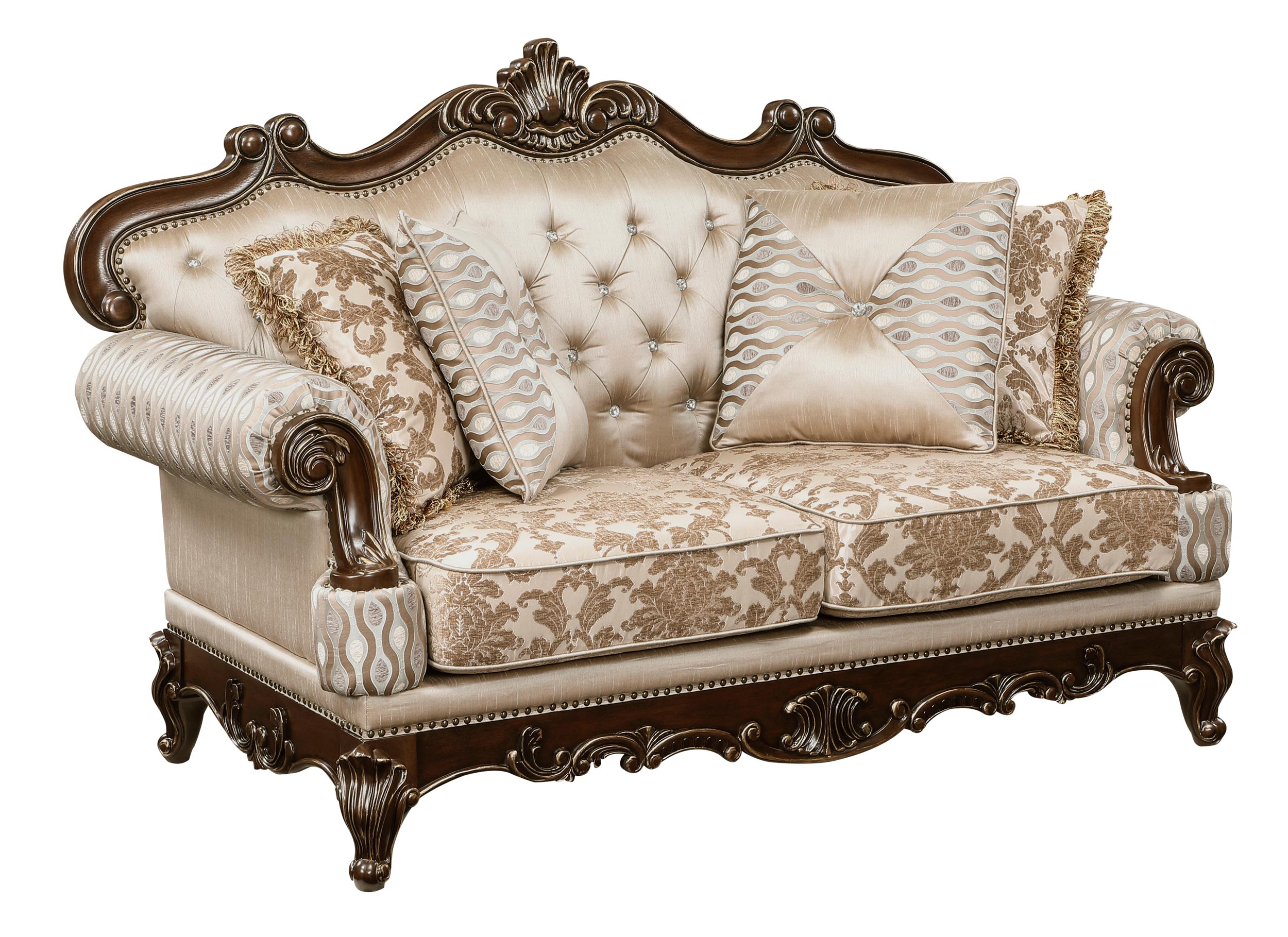 Balthasar Chenille/Faux Crystal Living Room Set