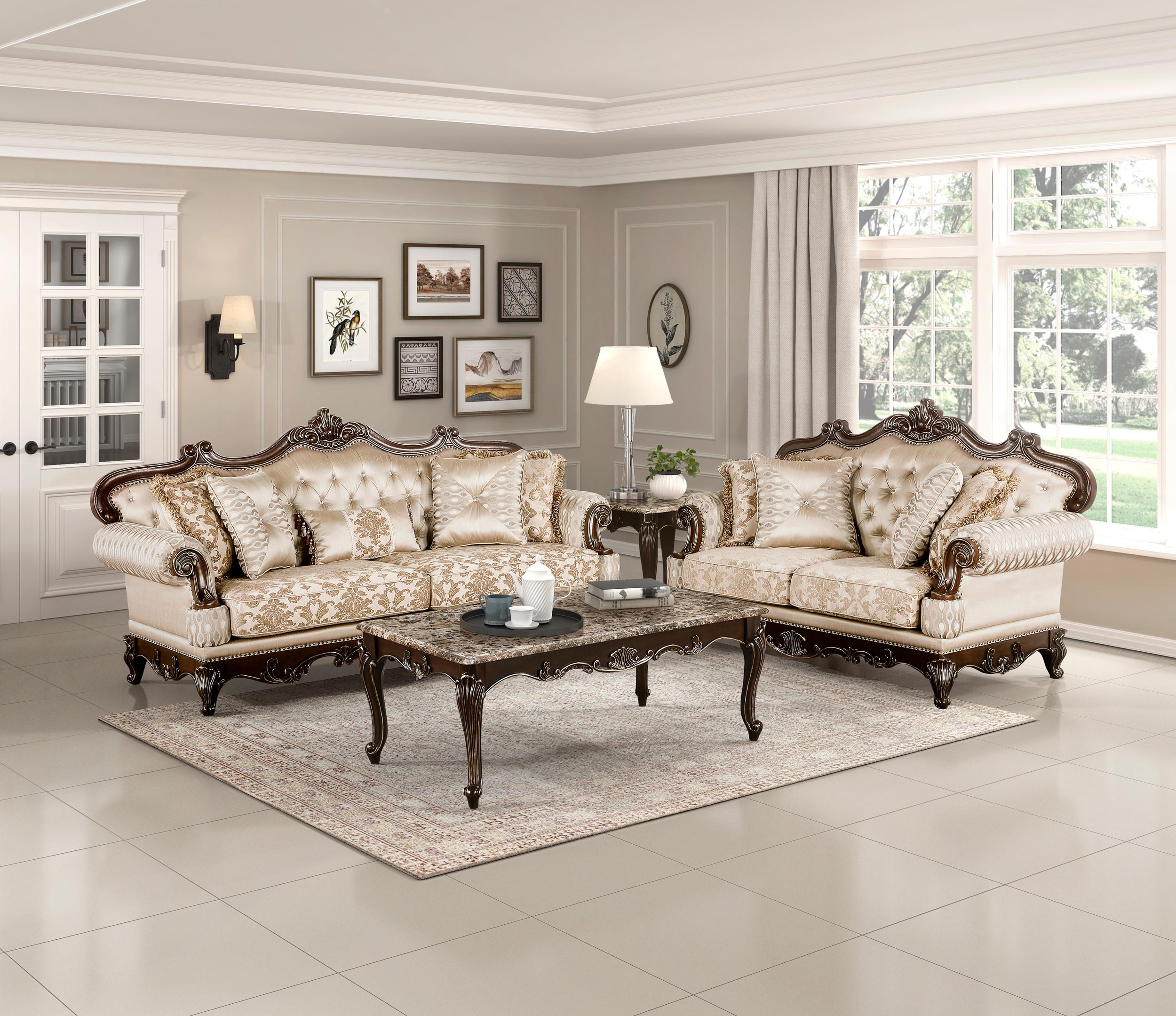 Balthasar Chenille/Faux Crystal Sofa