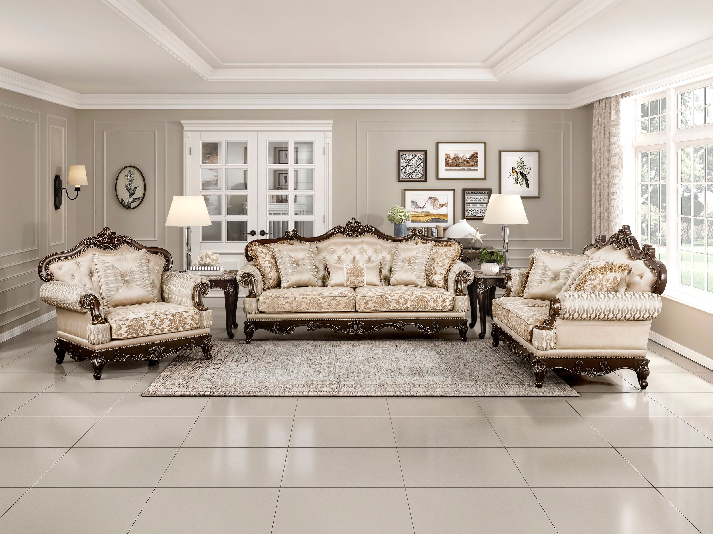Balthasar Chenille/Faux Crystal Sofa