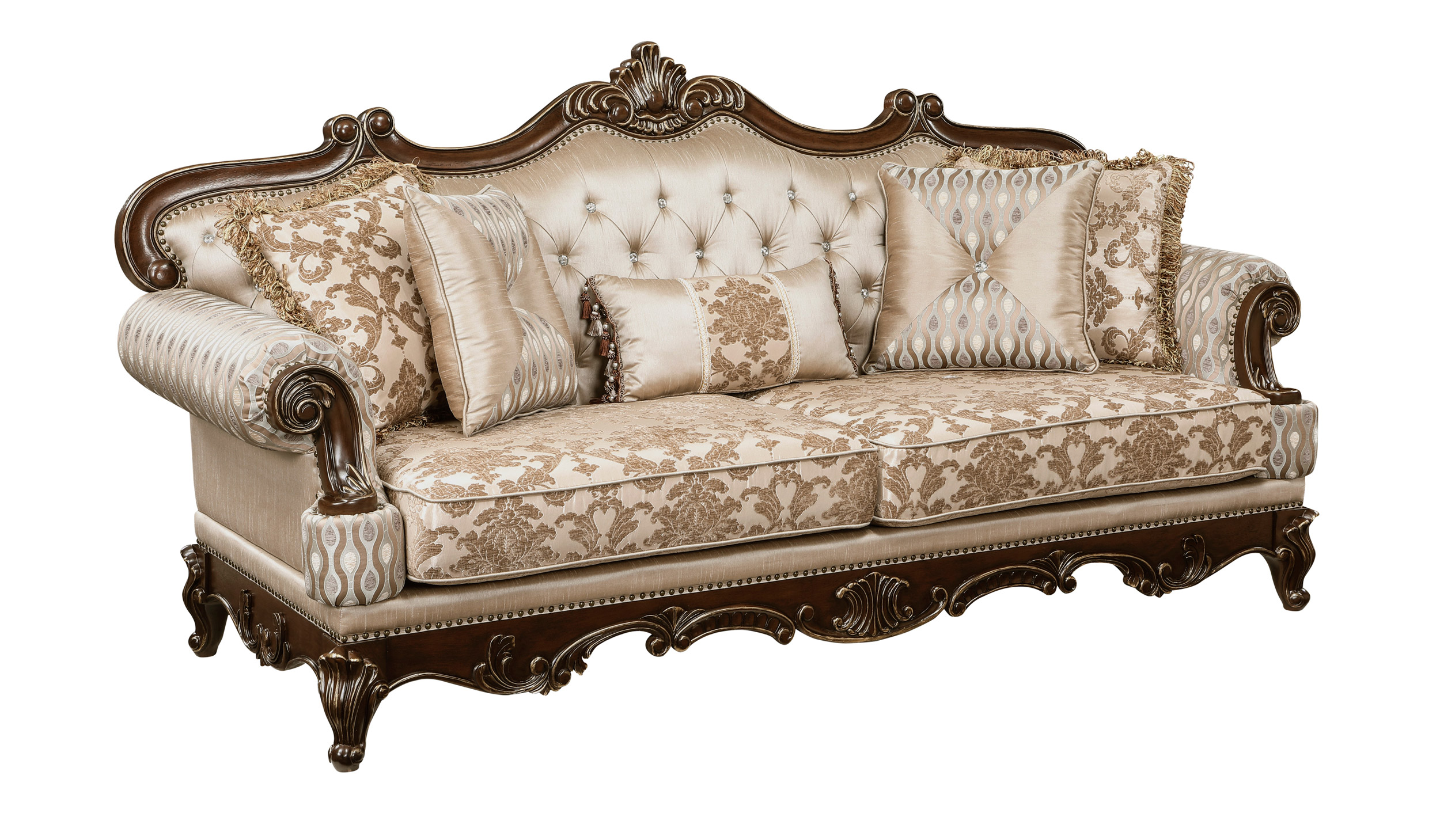 Balthasar Chenille/Faux Crystal Living Room Set