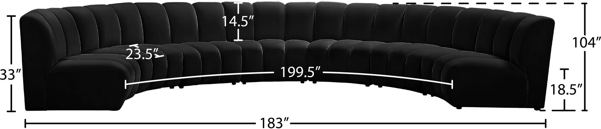 Infinity 183" 7-Piece Velvet Modular Sectional
