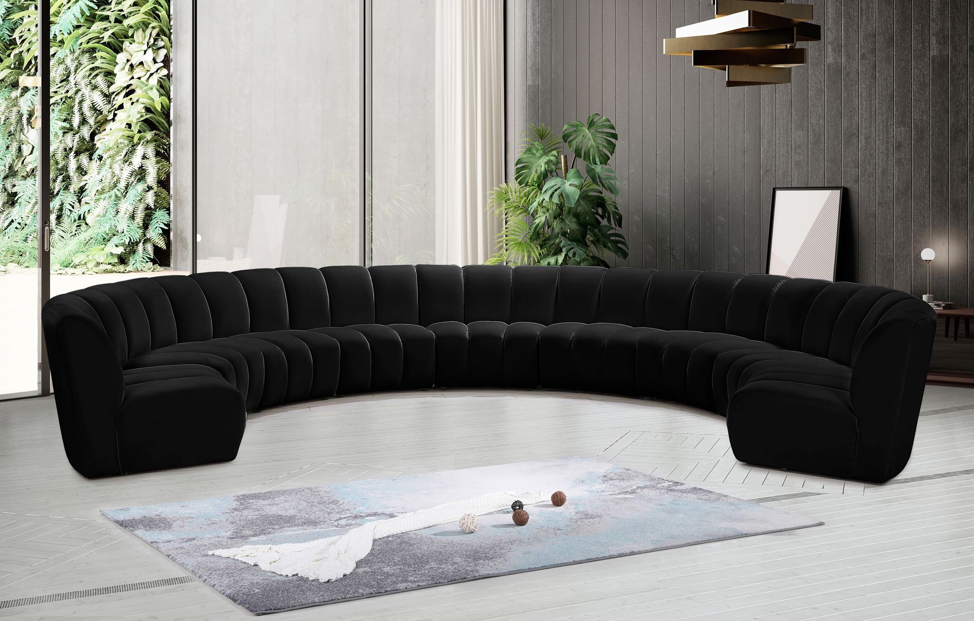 Infinity 183" 9-Piece Velvet Modular Sectional