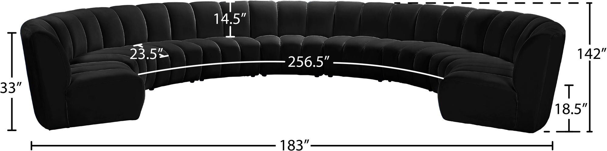 Infinity 183" 9-Piece Boucle Fabric Sectional Sofa