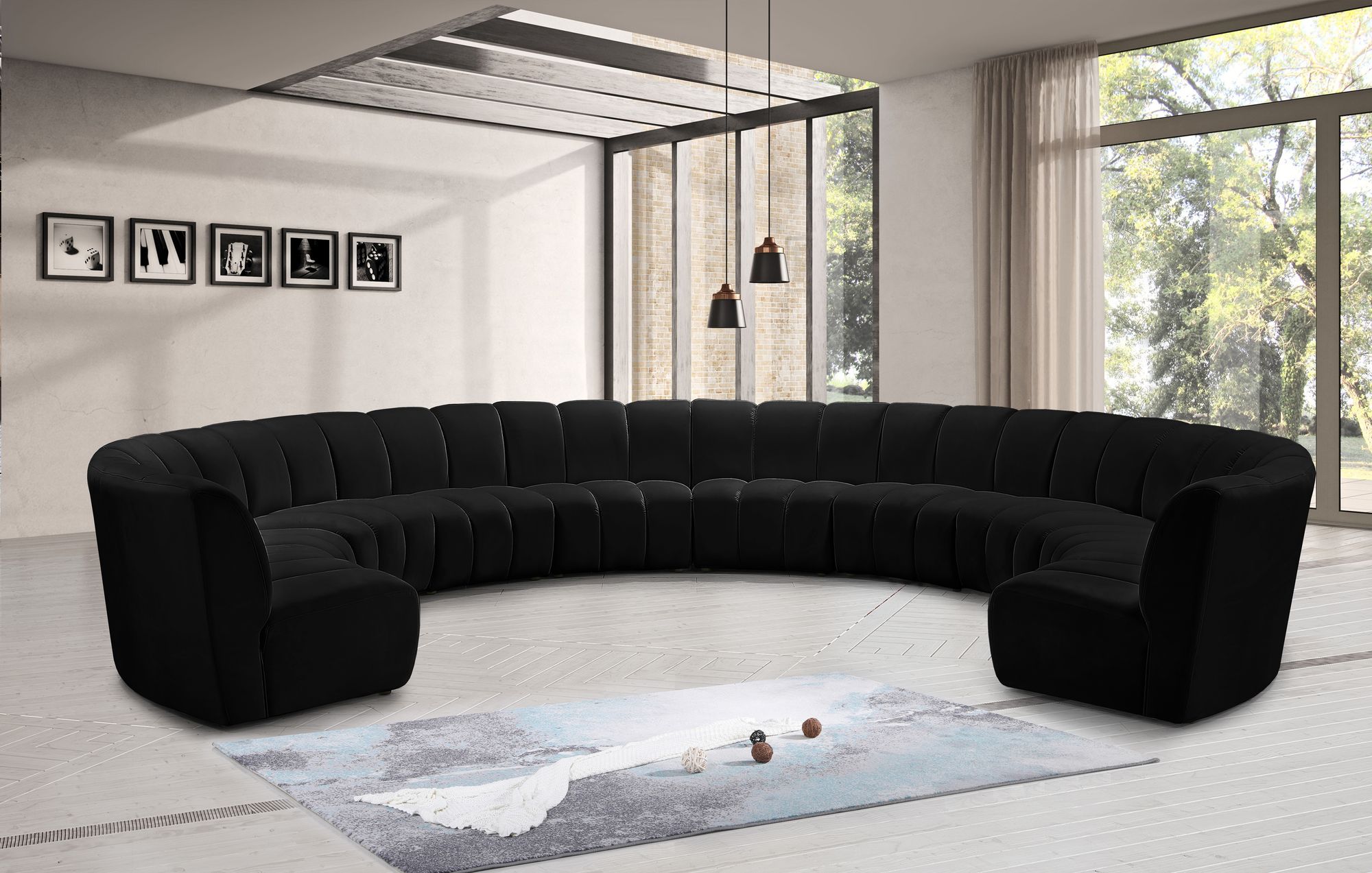 Infinity 183" 10-Piece Velvet Modular Sectional