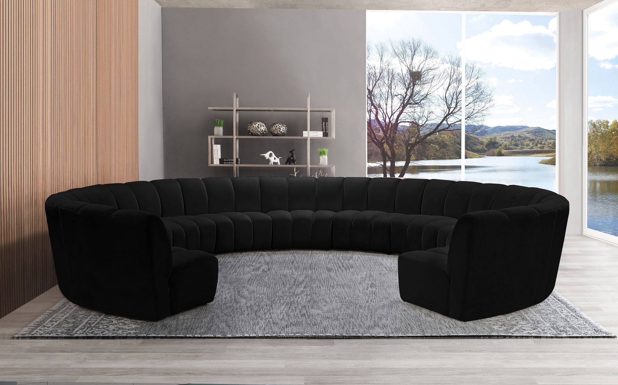 Infinity 183" 11-Piece Velvet Modular Sectional