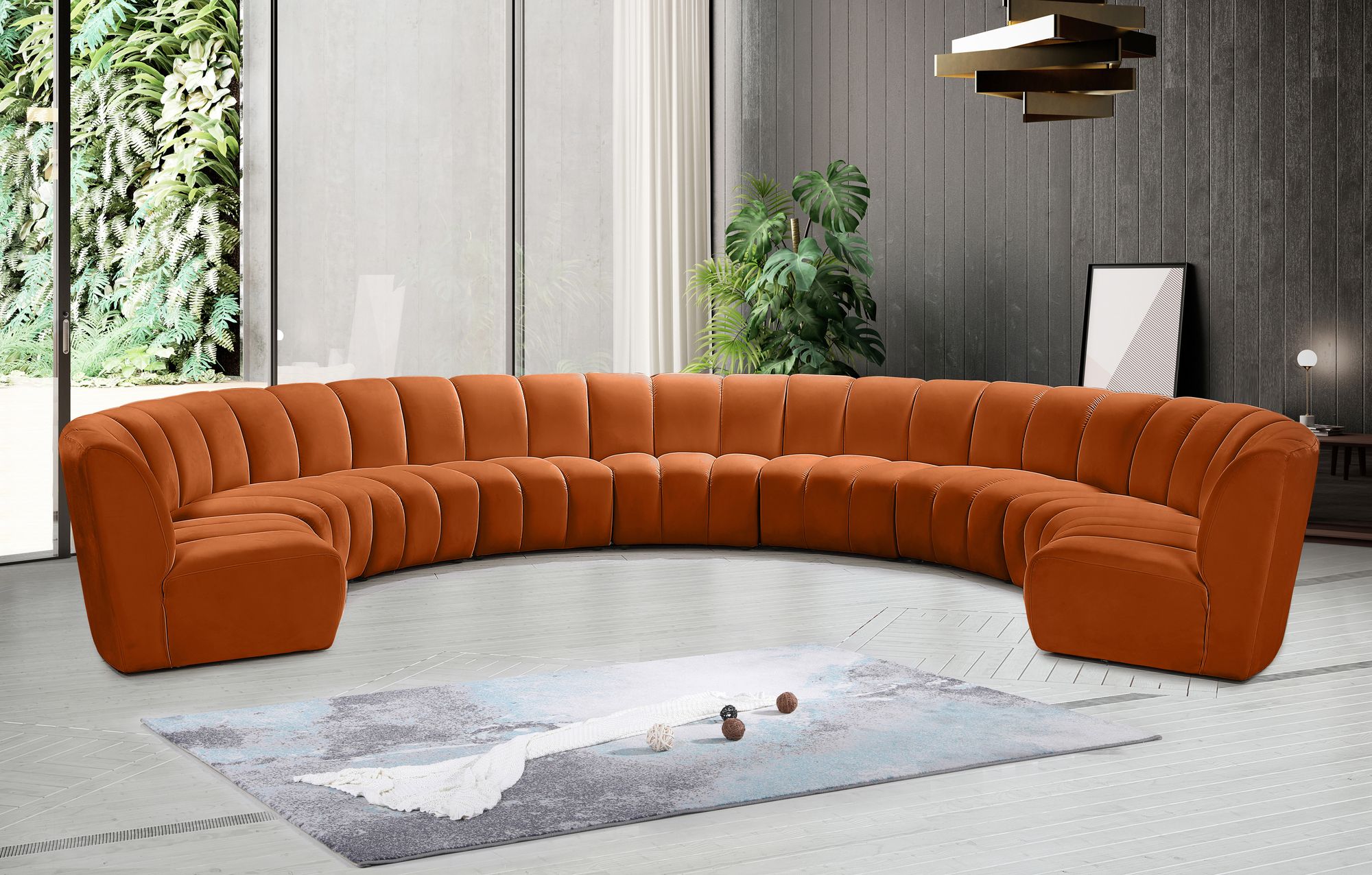 Infinity 183" 9-Piece Velvet Modular Sectional