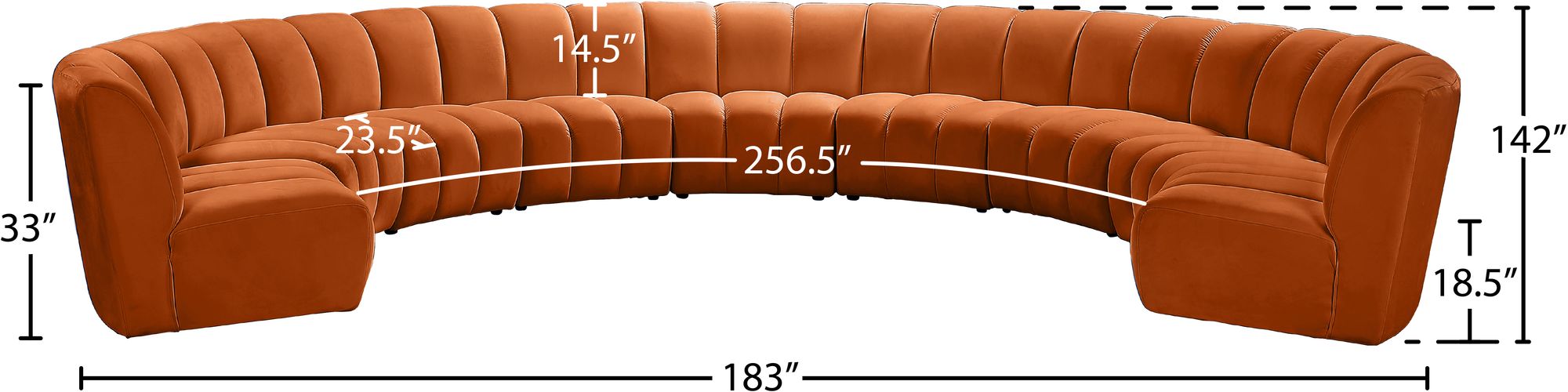 Infinity 183" 9-Piece Velvet Modular Sectional