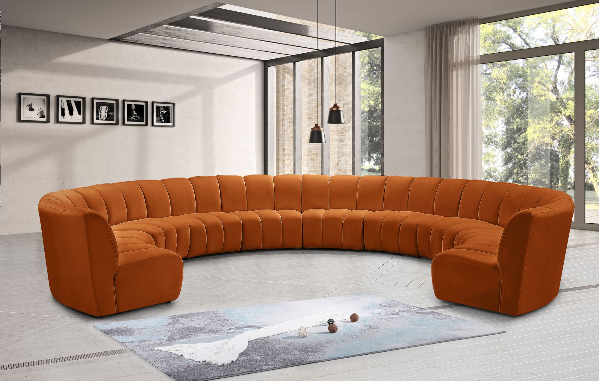 Infinity 183" 10-Piece Velvet Modular Sectional