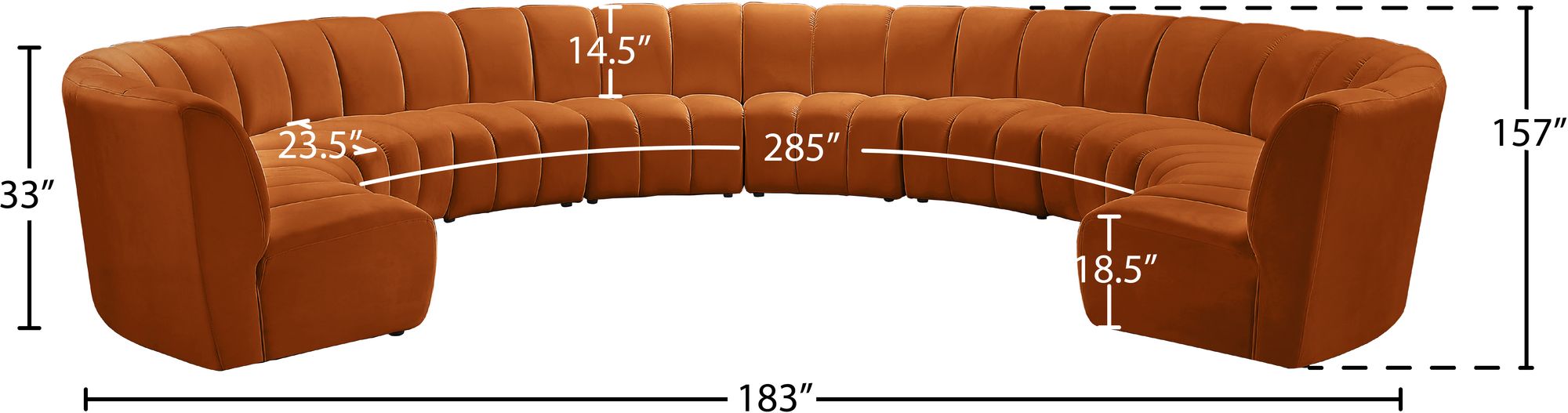 Infinity 183" 10-Piece Velvet Modular Sectional