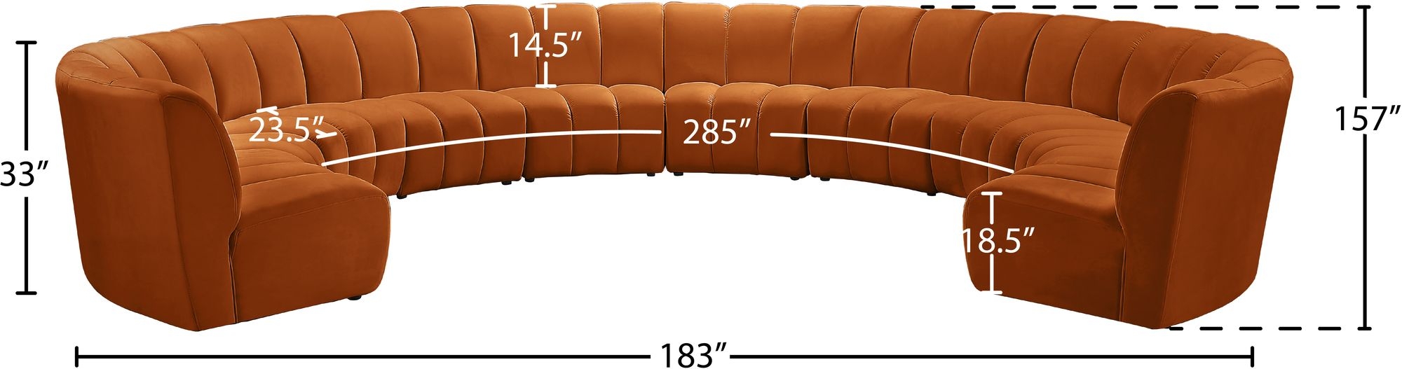 Infinity 183" 10-Piece Boucle Fabric Sectional Sofa