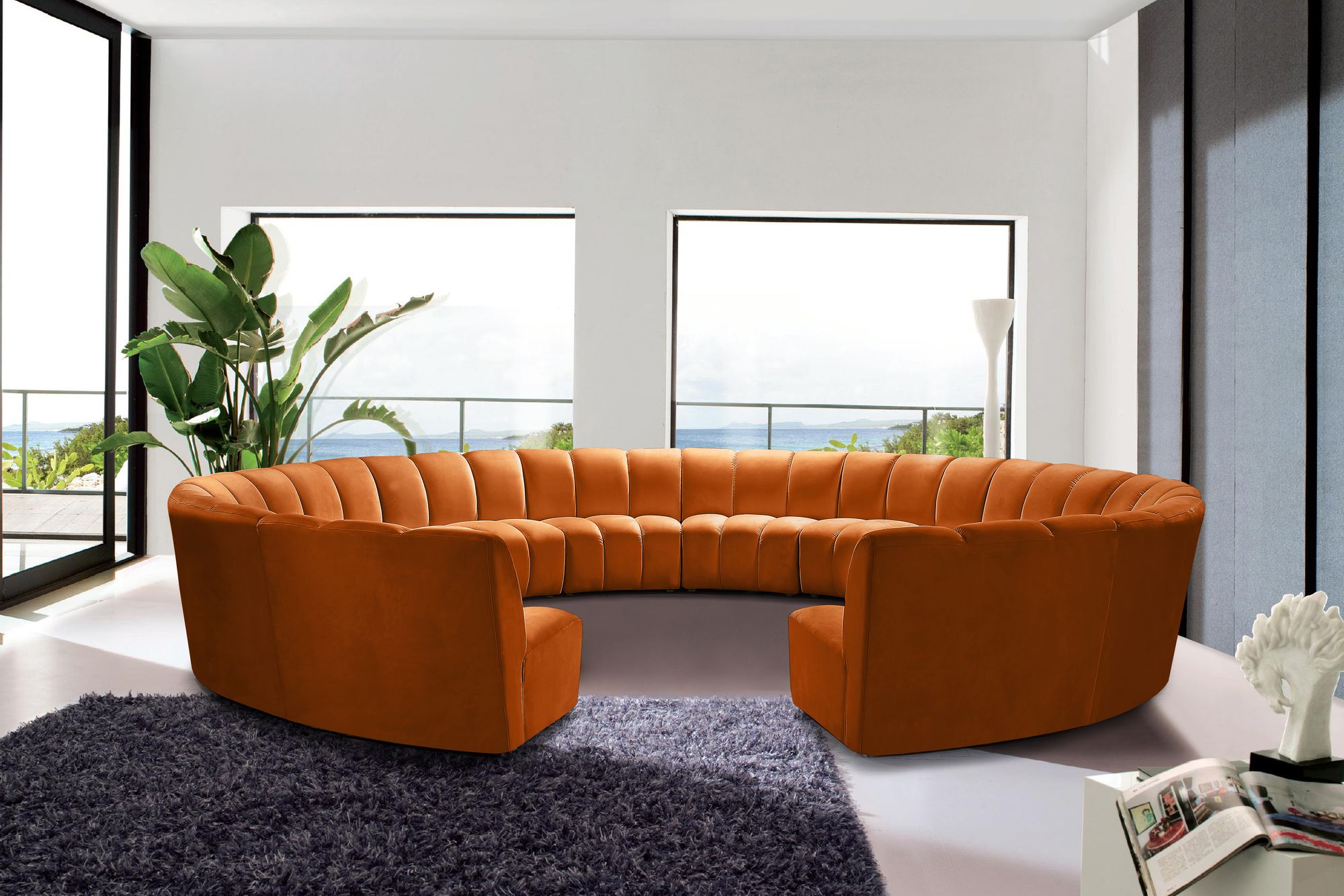 Infinity 183" 12-Piece Velvet Modular Sectional