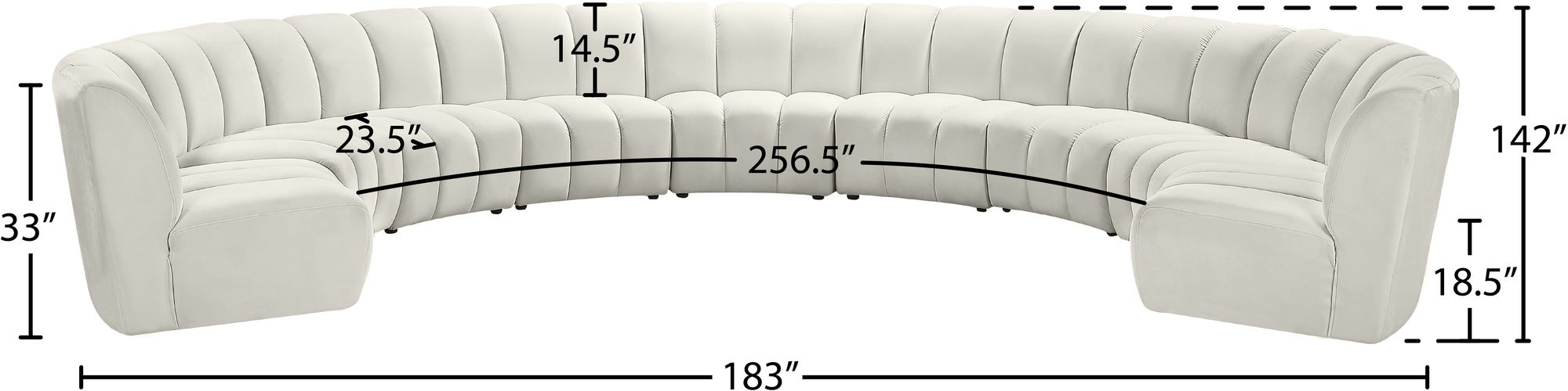 Infinity 183" 9-Piece Velvet Modular Sectional
