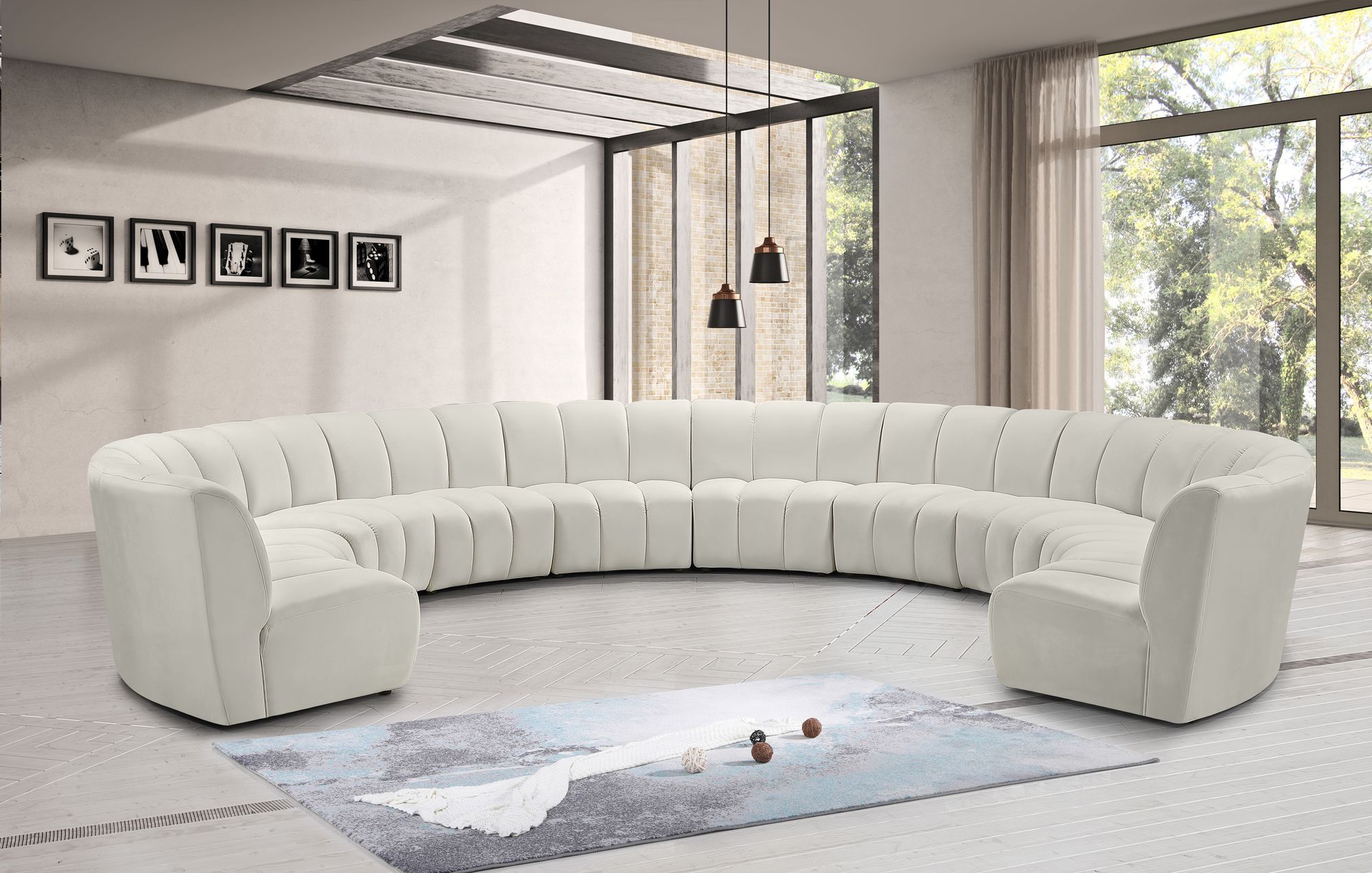 Infinity 183" 10-Piece Velvet Modular Sectional