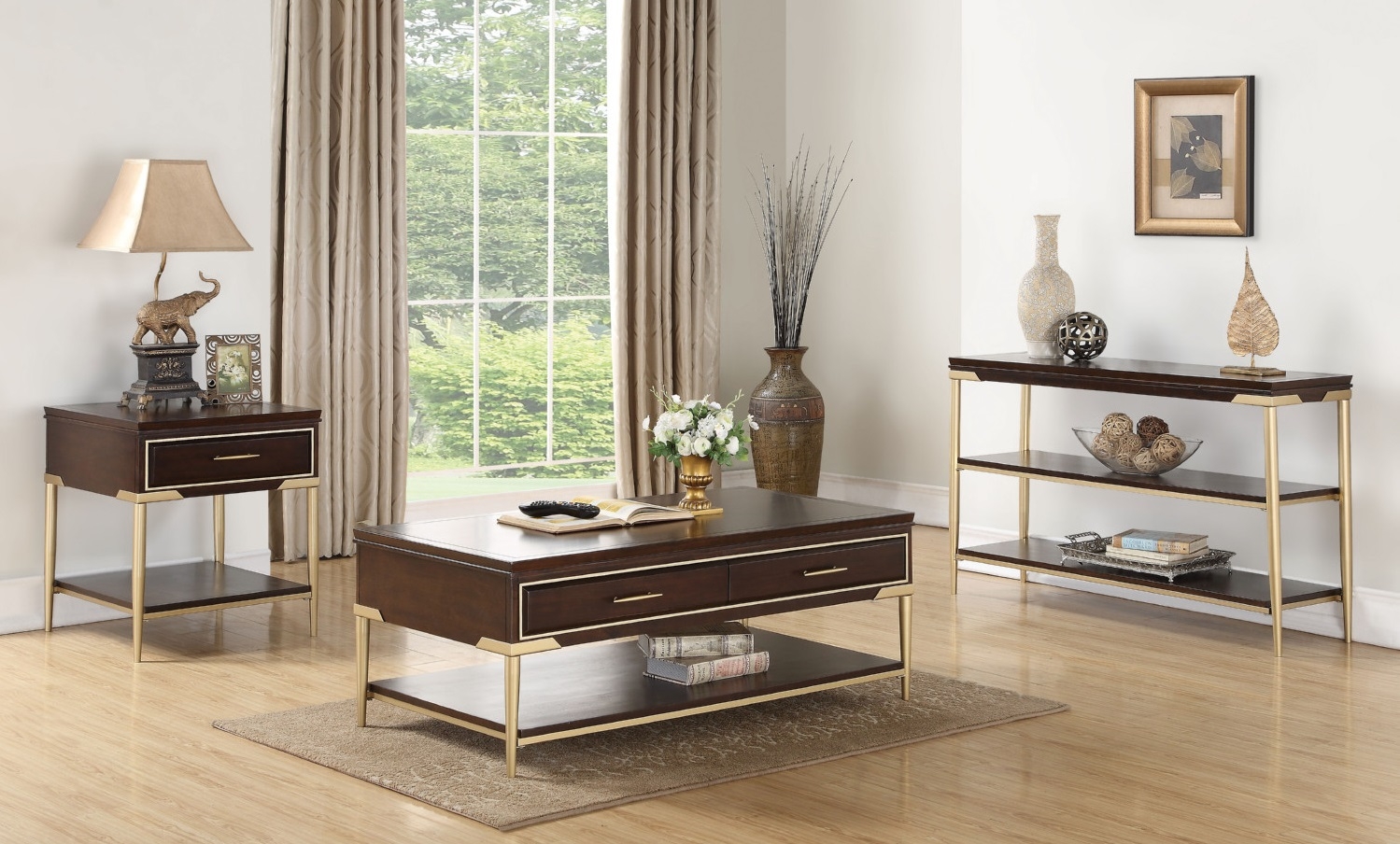 Eschenbach Wood Rectangular Coffee Table w/2 Drawers