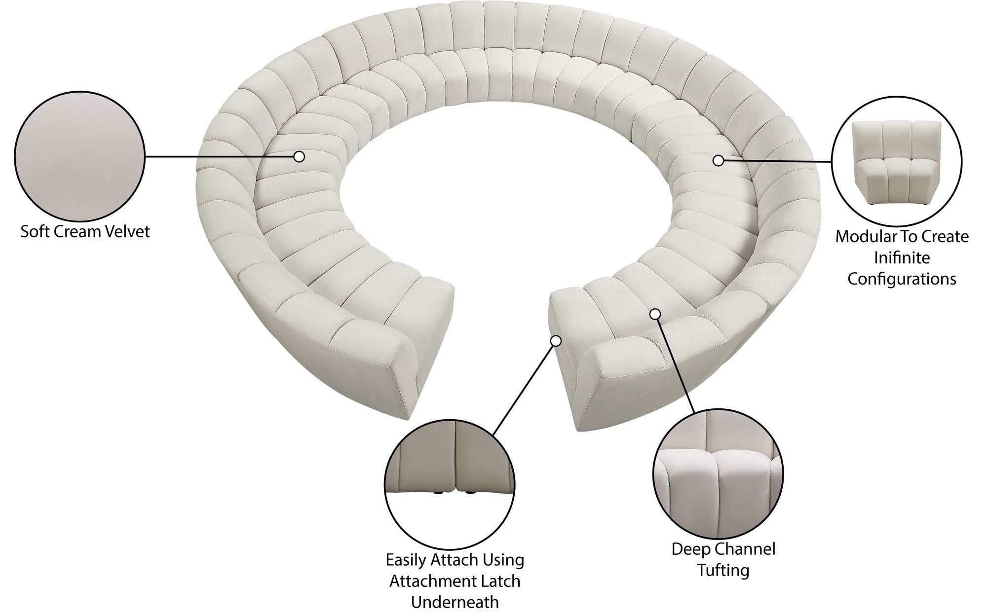 Infinity 183" 12-Piece Boucle Fabric Sectional Sofa