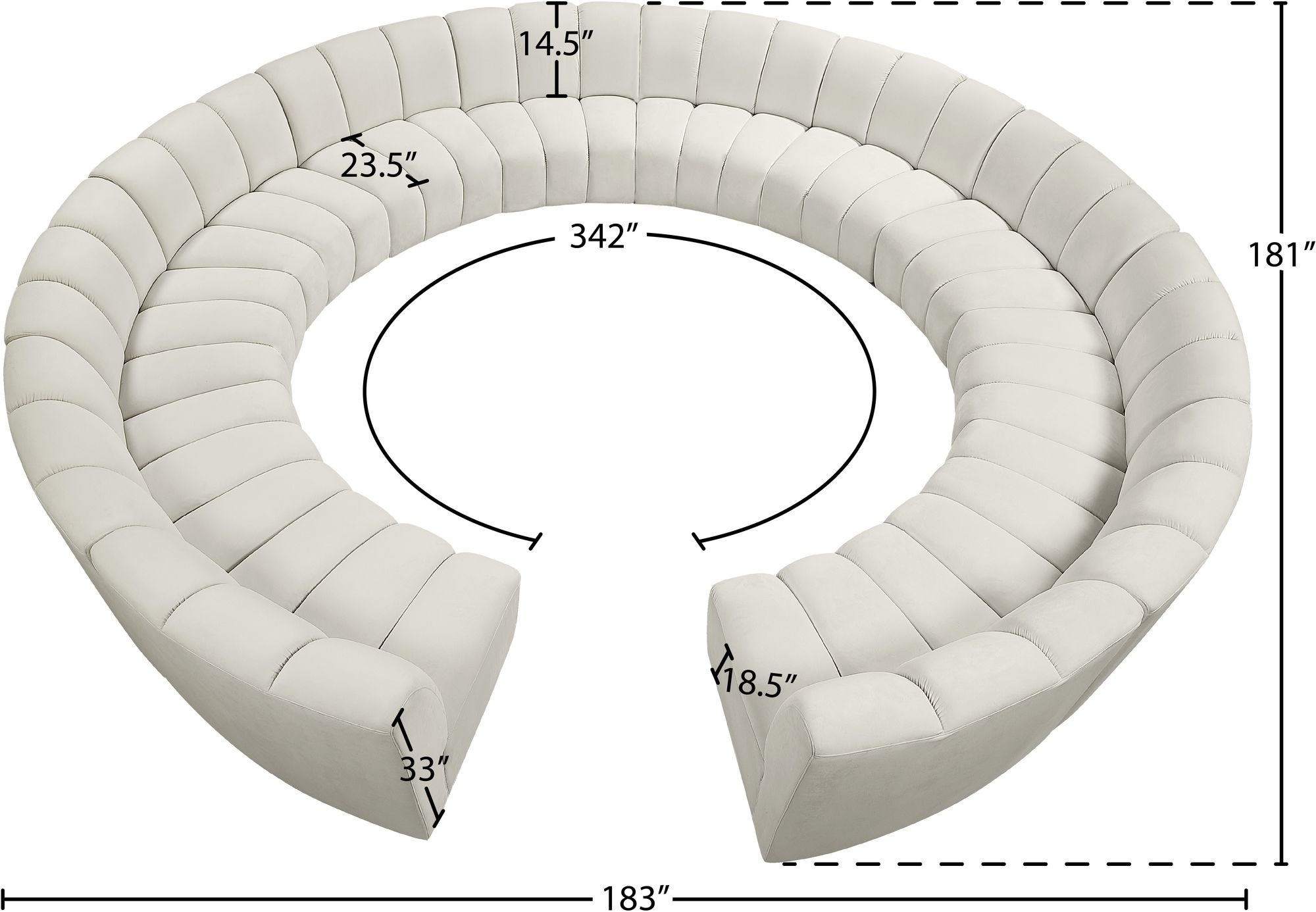 Infinity 183" 12-Piece Boucle Fabric Sectional Sofa