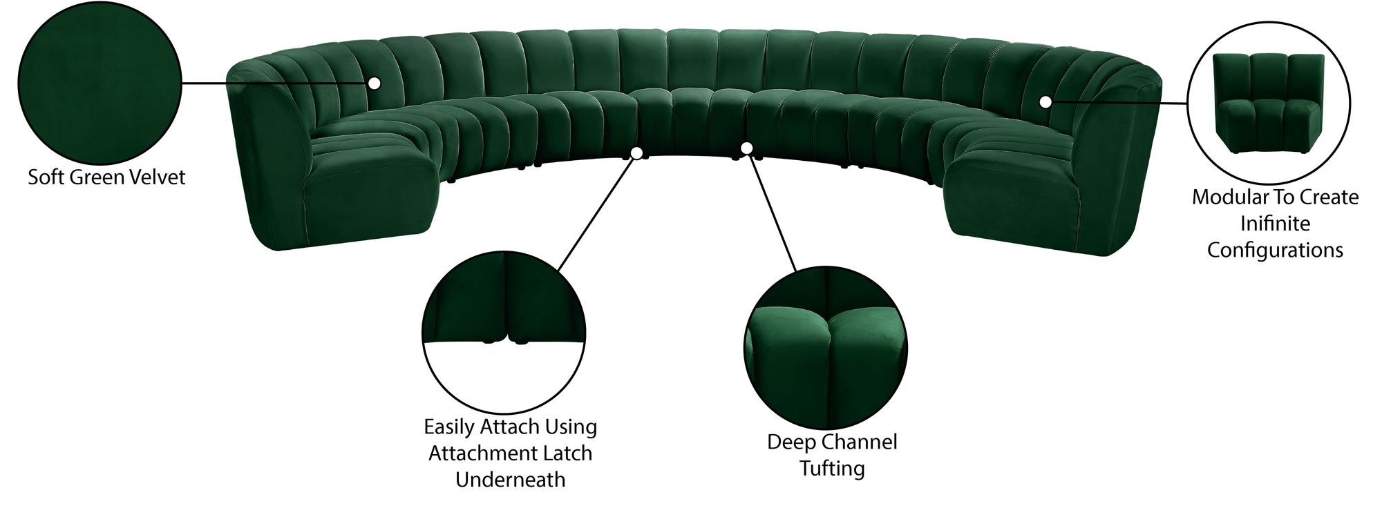 Infinity 183" 9-Piece Boucle Fabric Sectional Sofa