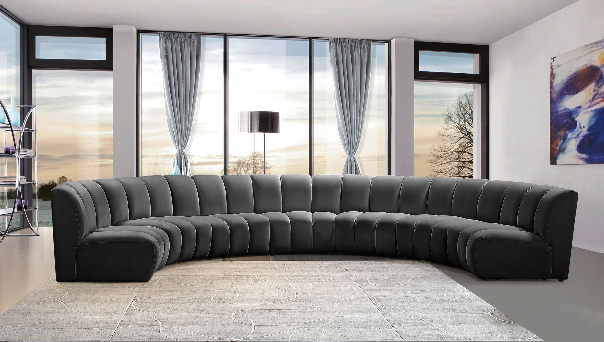 Infinity 183" 7-Piece Boucle Fabric Sectional Sofa