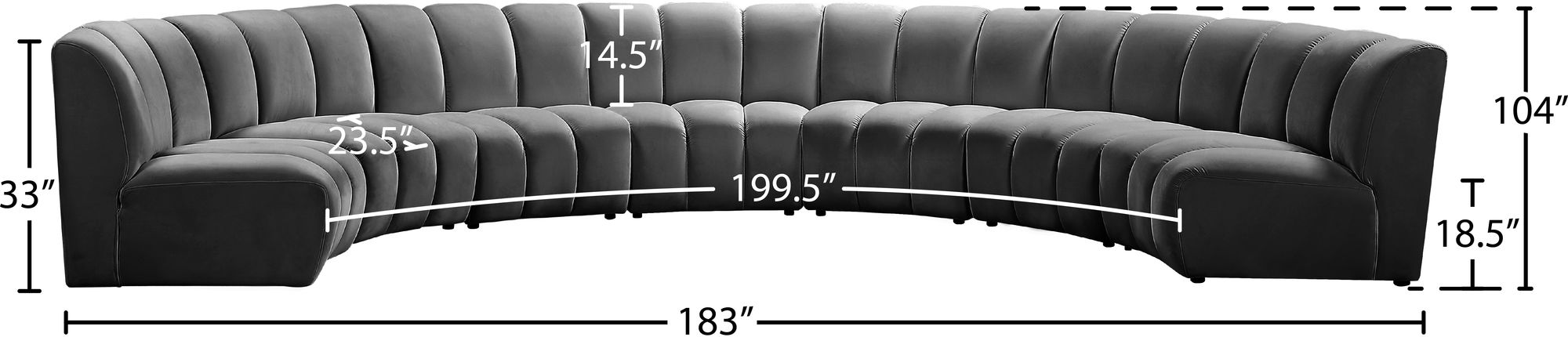 Infinity 183" 7-Piece Velvet Modular Sectional