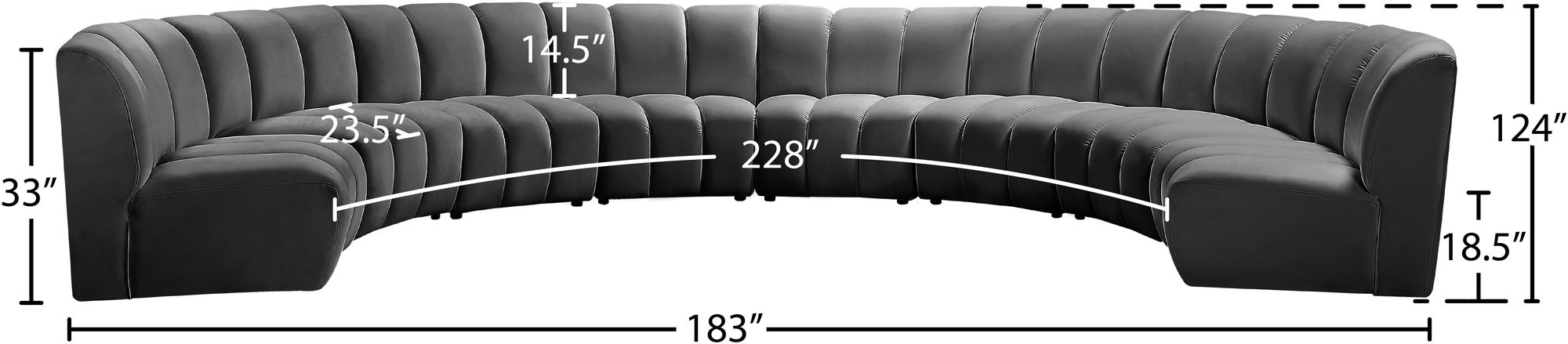 Infinity 183" 8-Piece Velvet Modular Sectional
