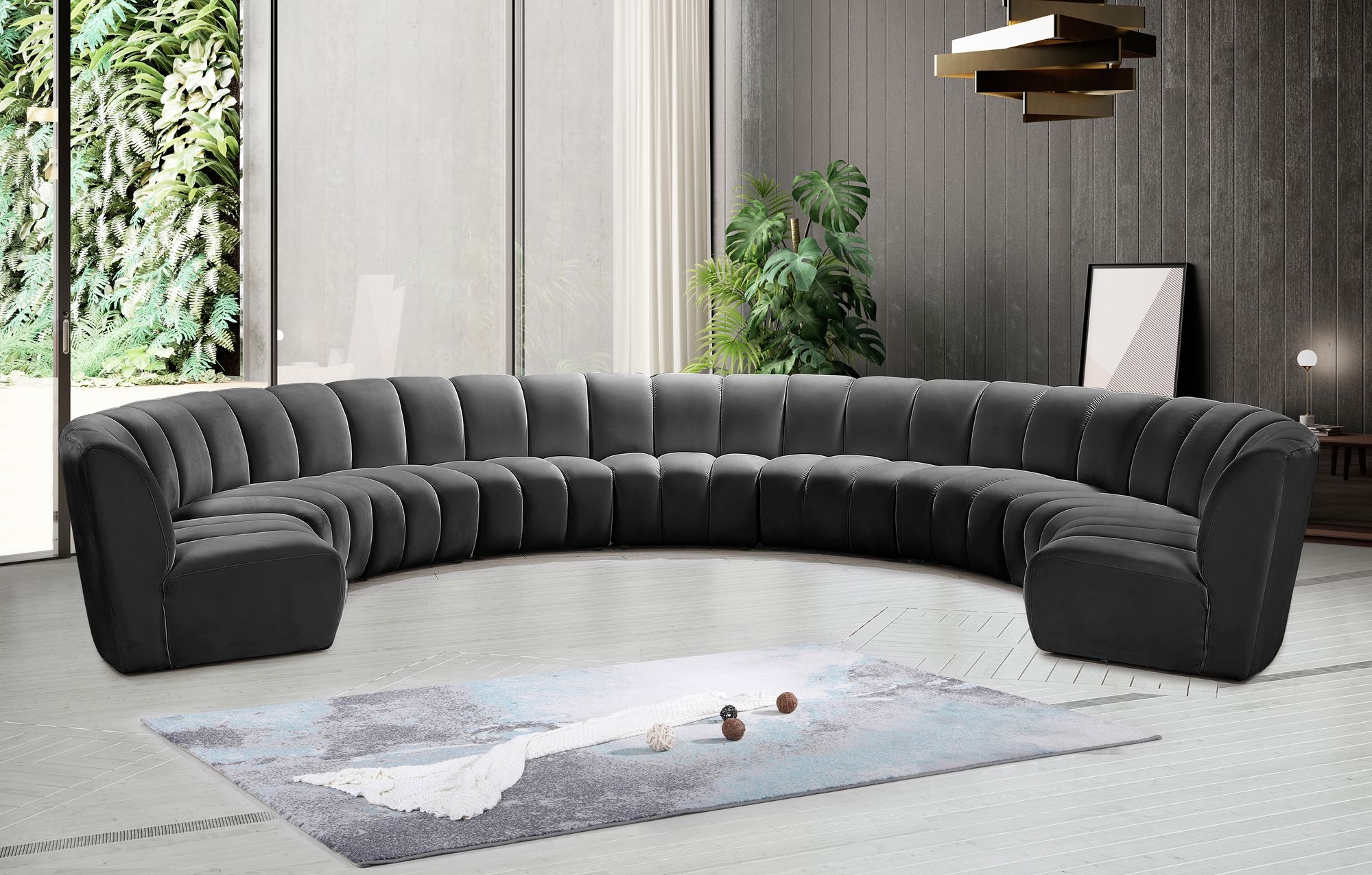 Infinity 183" 9-Piece Boucle Fabric Sectional Sofa