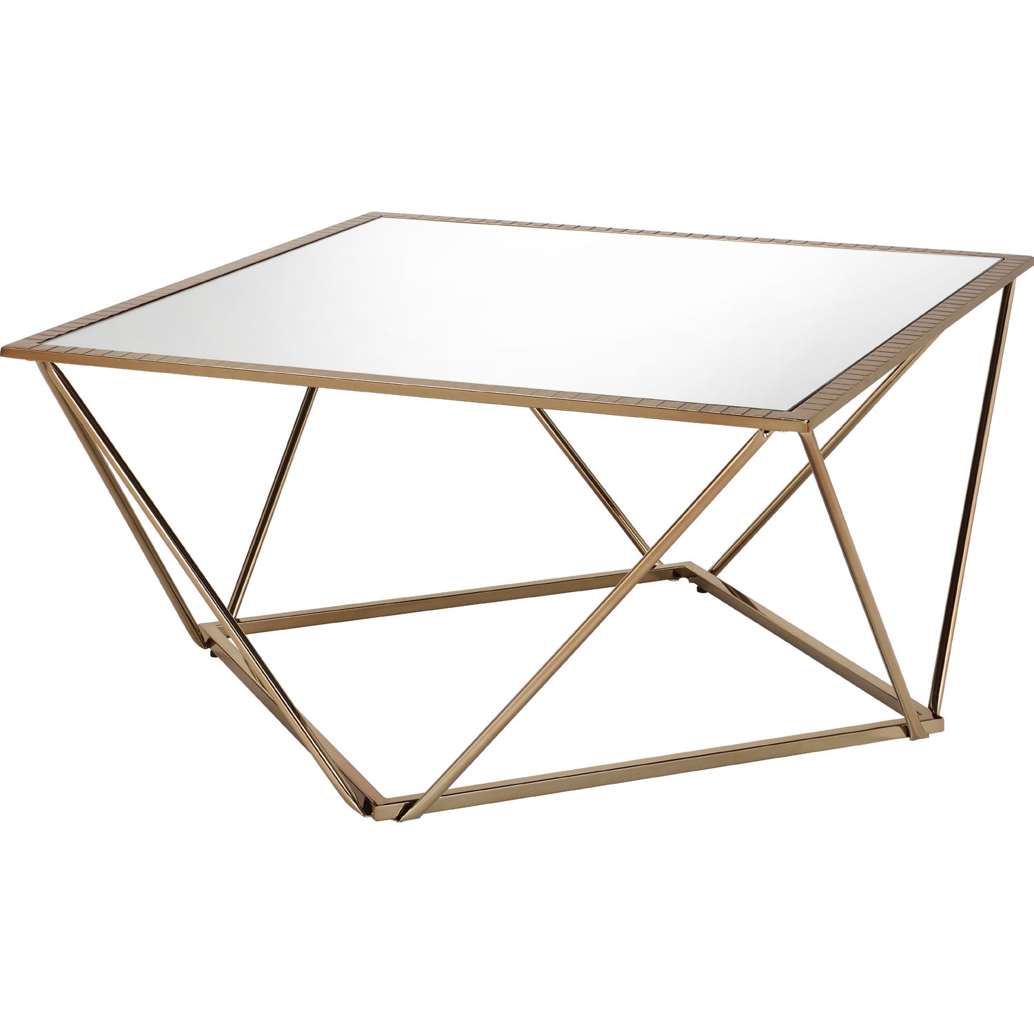 Fogya Mirror/Metal Square Coffee Table Set