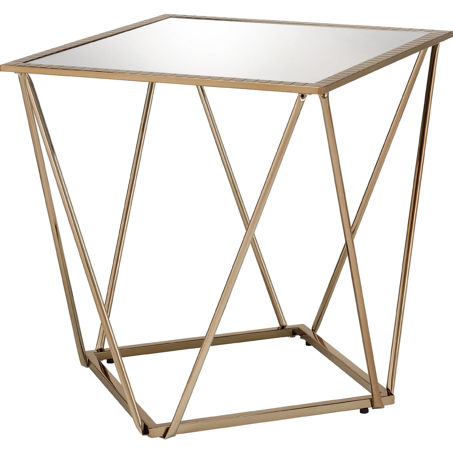 Fogya Mirror/Metal Square Coffee Table Set