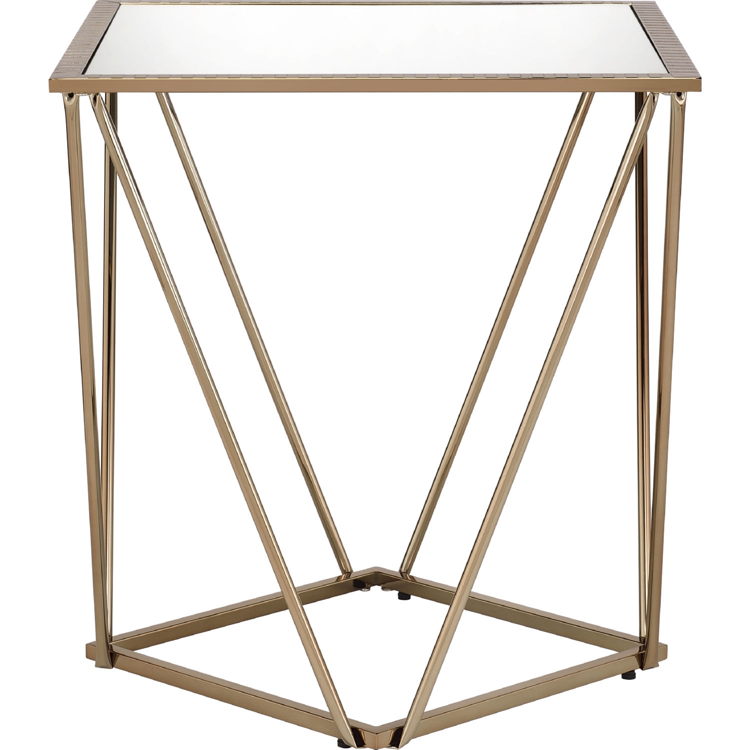 Fogya Mirror/Metal Square Coffee Table Set