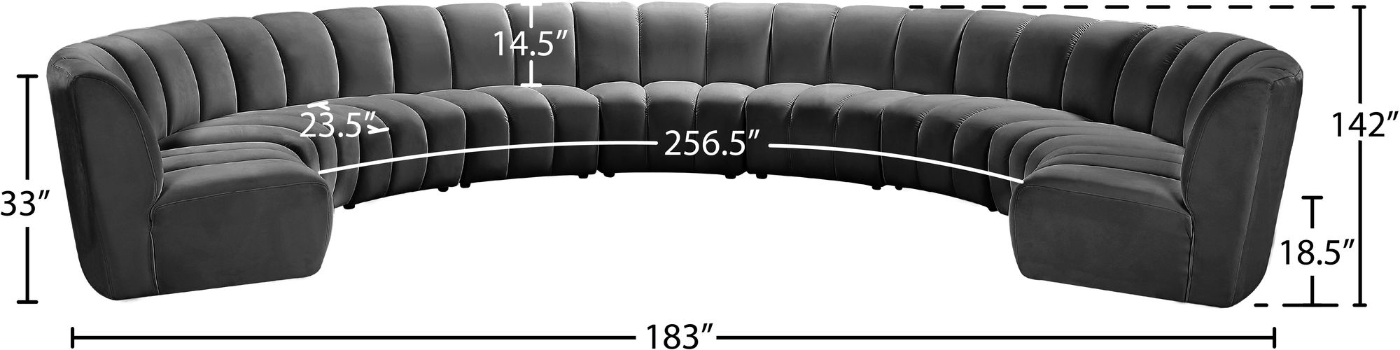 Infinity 183" 9-Piece Boucle Fabric Sectional Sofa