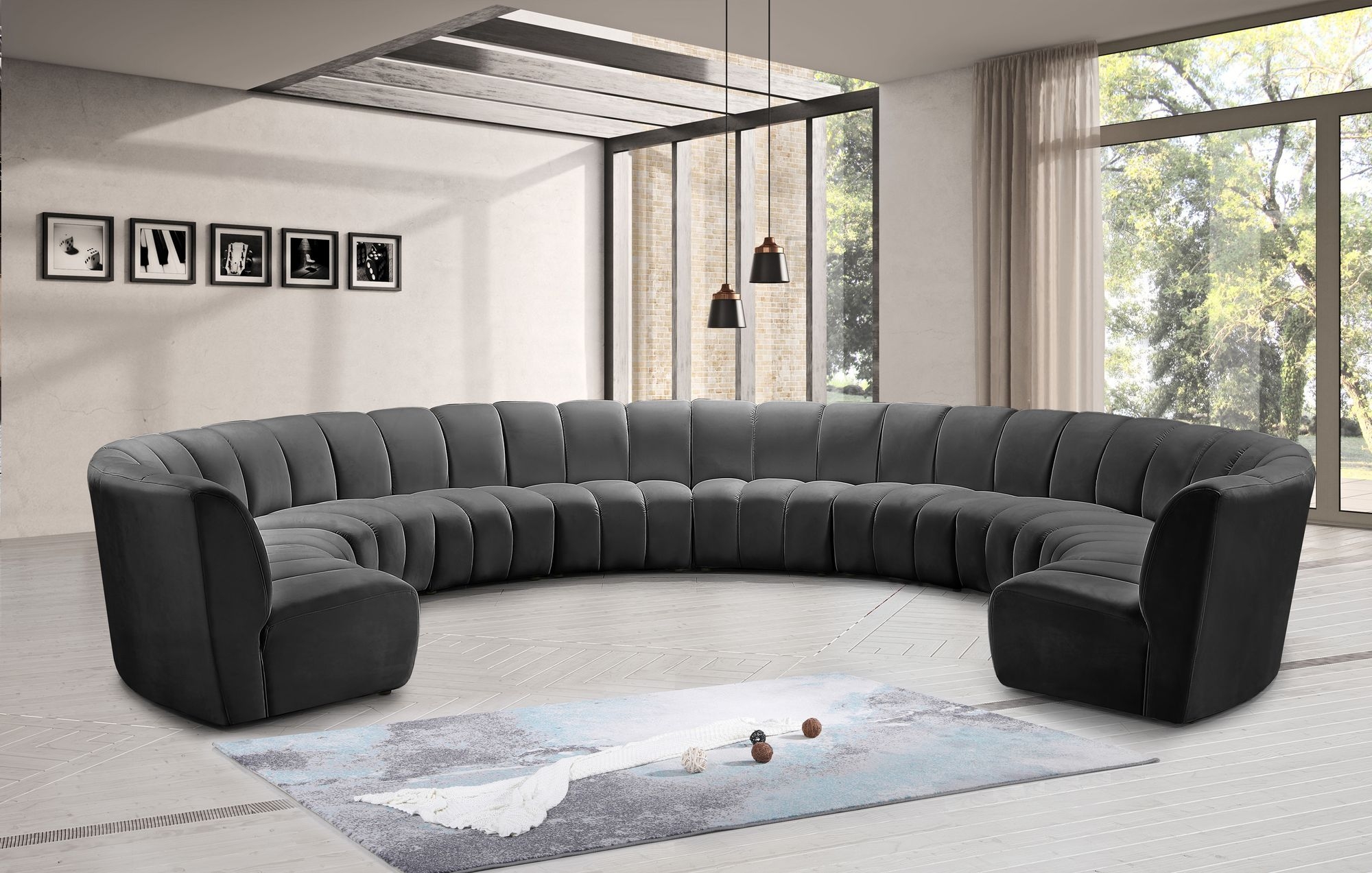 Infinity 183" 10-Piece Boucle Fabric Sectional Sofa
