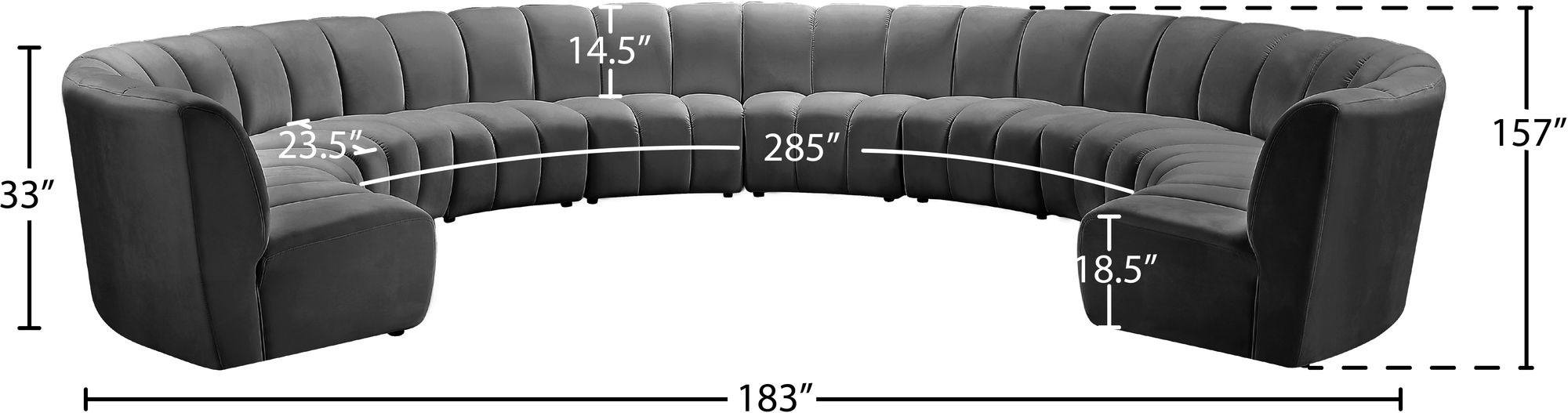 Infinity 183" 10-Piece Boucle Fabric Sectional Sofa