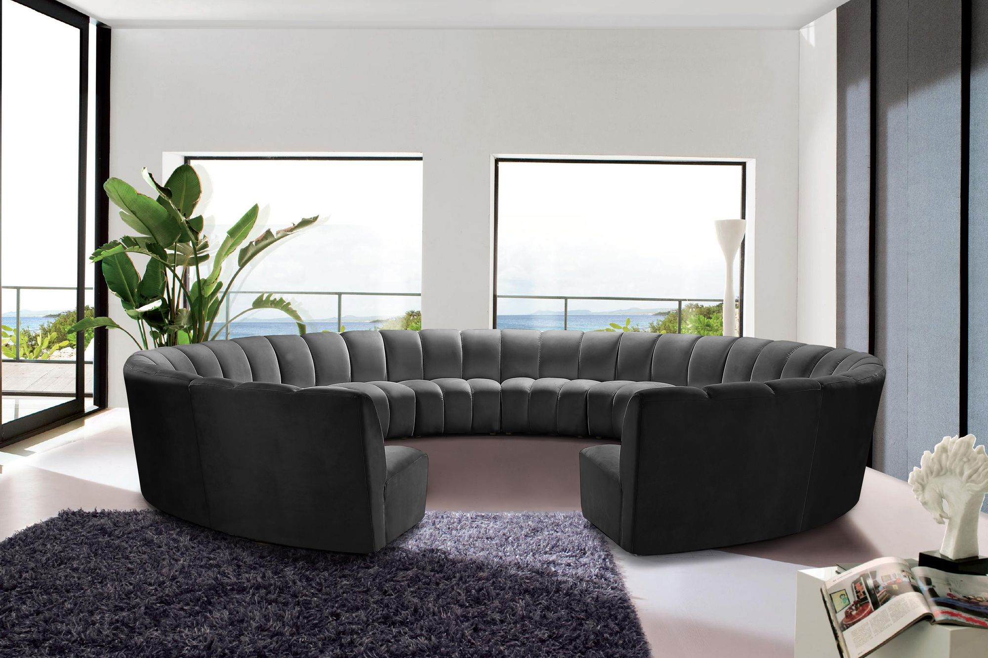 Infinity 183" 12-Piece Velvet Modular Sectional