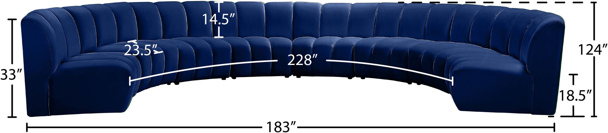 Infinity 183" 8-Piece Velvet Modular Sectional