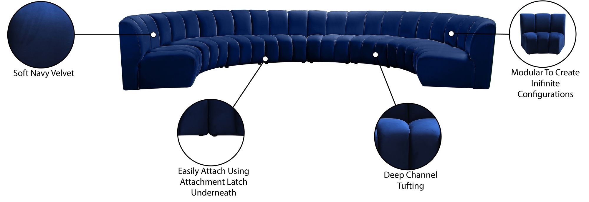 Infinity 183" 8-Piece Boucle Fabric Sectional Sofa