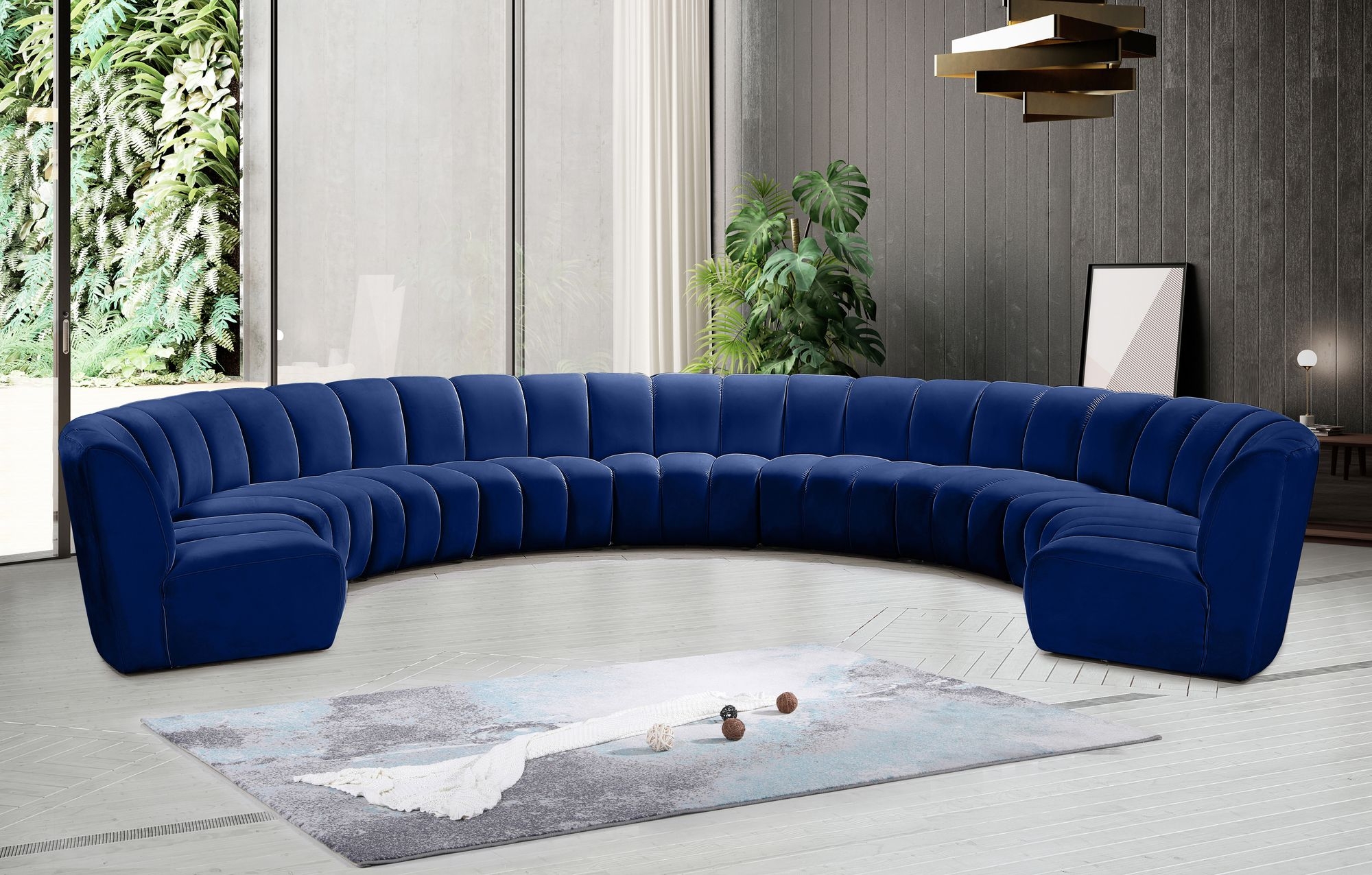 Infinity 183" 9-Piece Boucle Fabric Sectional Sofa