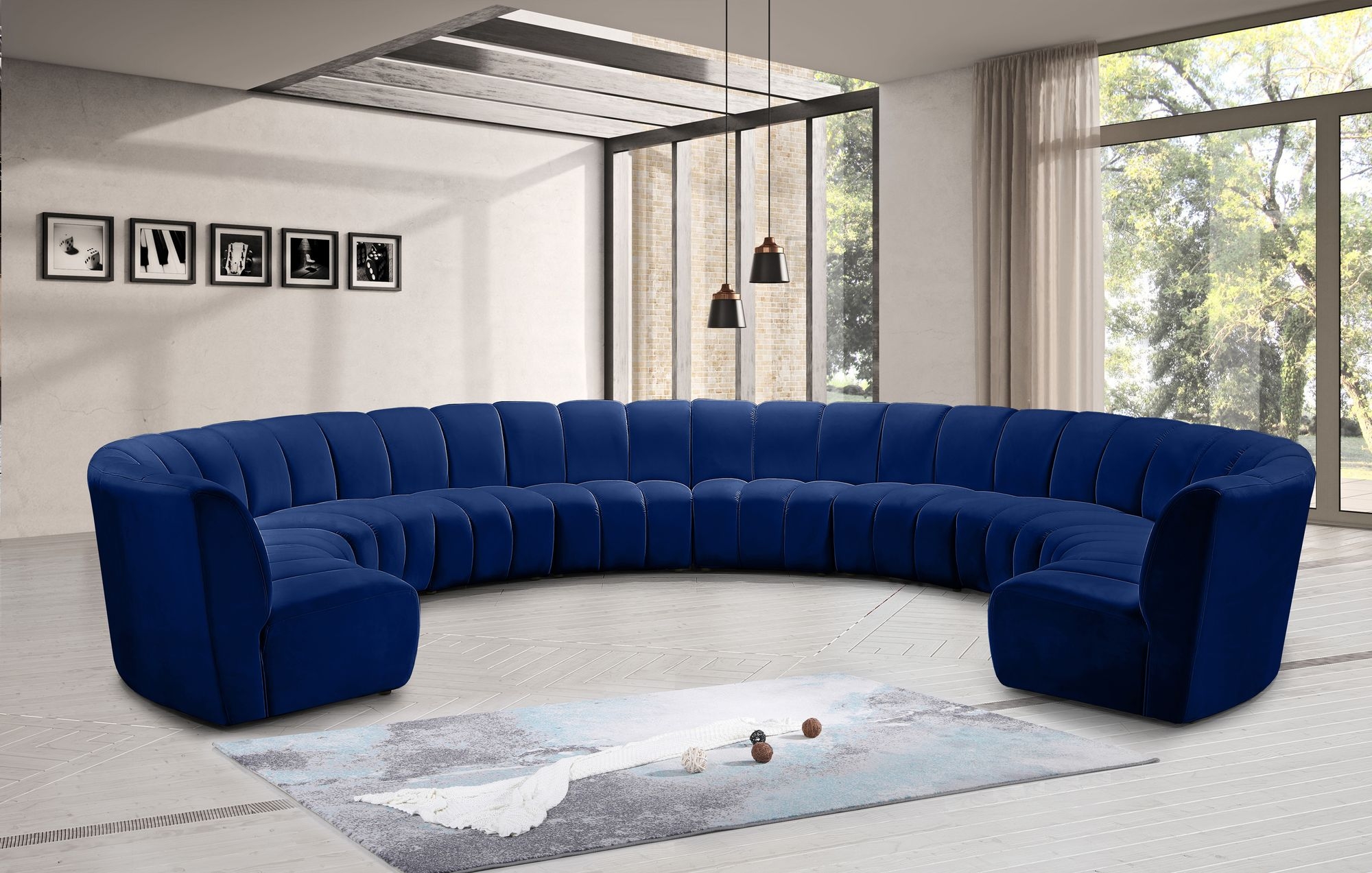 Infinity 183" 10-Piece Boucle Fabric Sectional Sofa