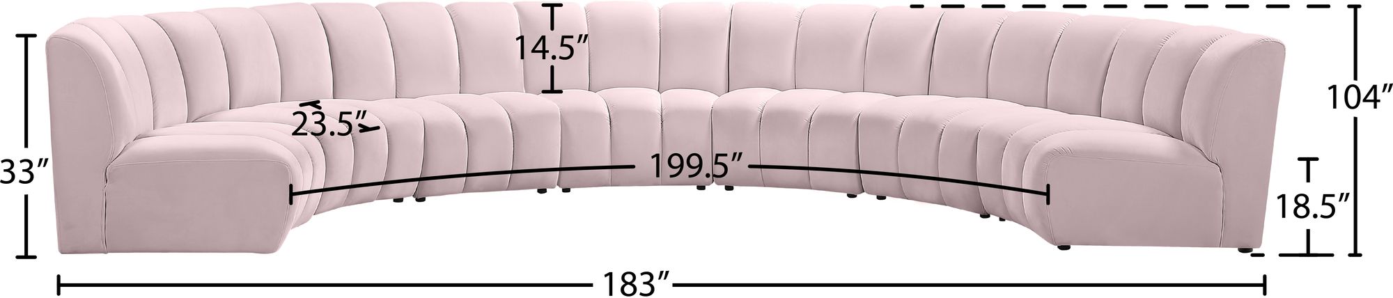 Infinity 183" 7-Piece Velvet Modular Sectional