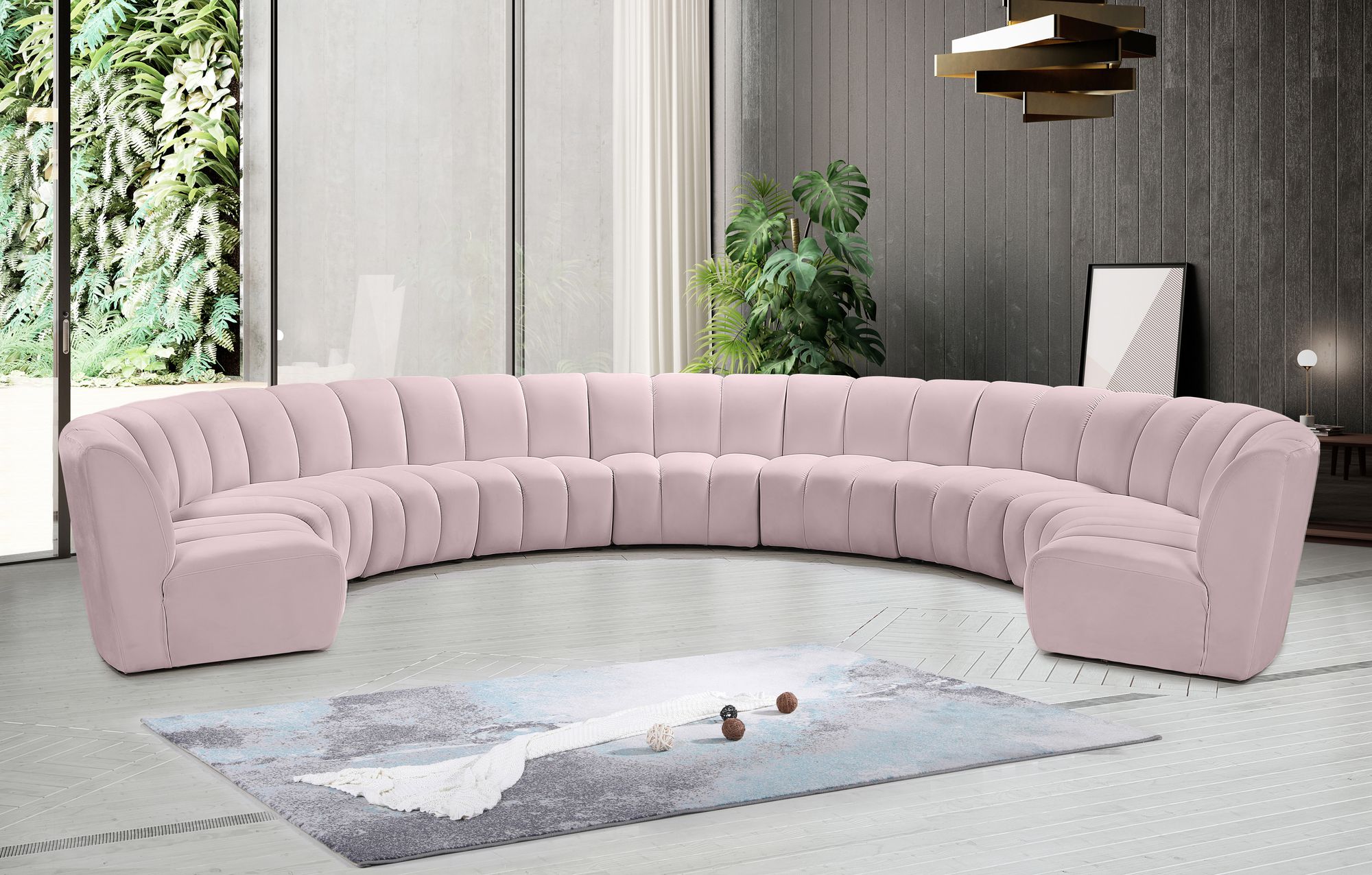 Infinity 183" 9-Piece Velvet Modular Sectional