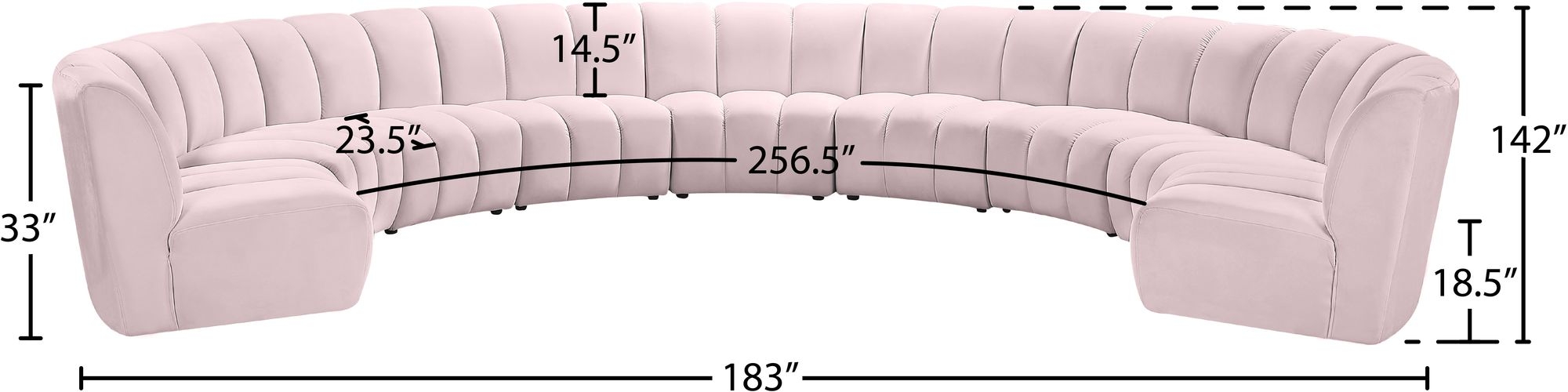 Infinity 183" 9-Piece Boucle Fabric Sectional Sofa