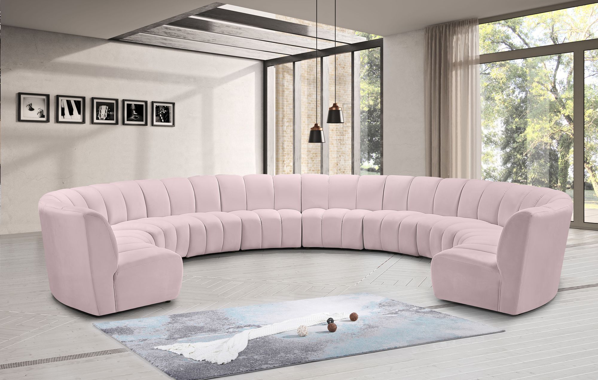 Infinity 183" 10-Piece Velvet Modular Sectional