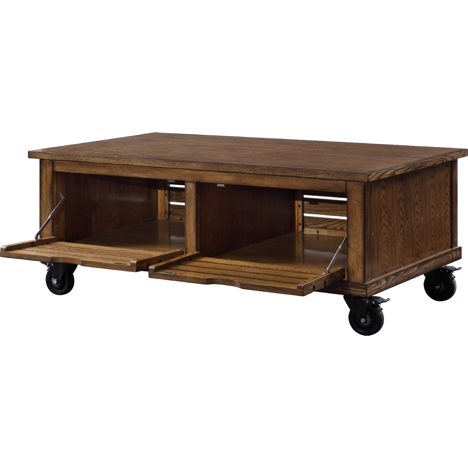 Gabriella Wood Rectangular Storage Coffee Table Set w/Casters