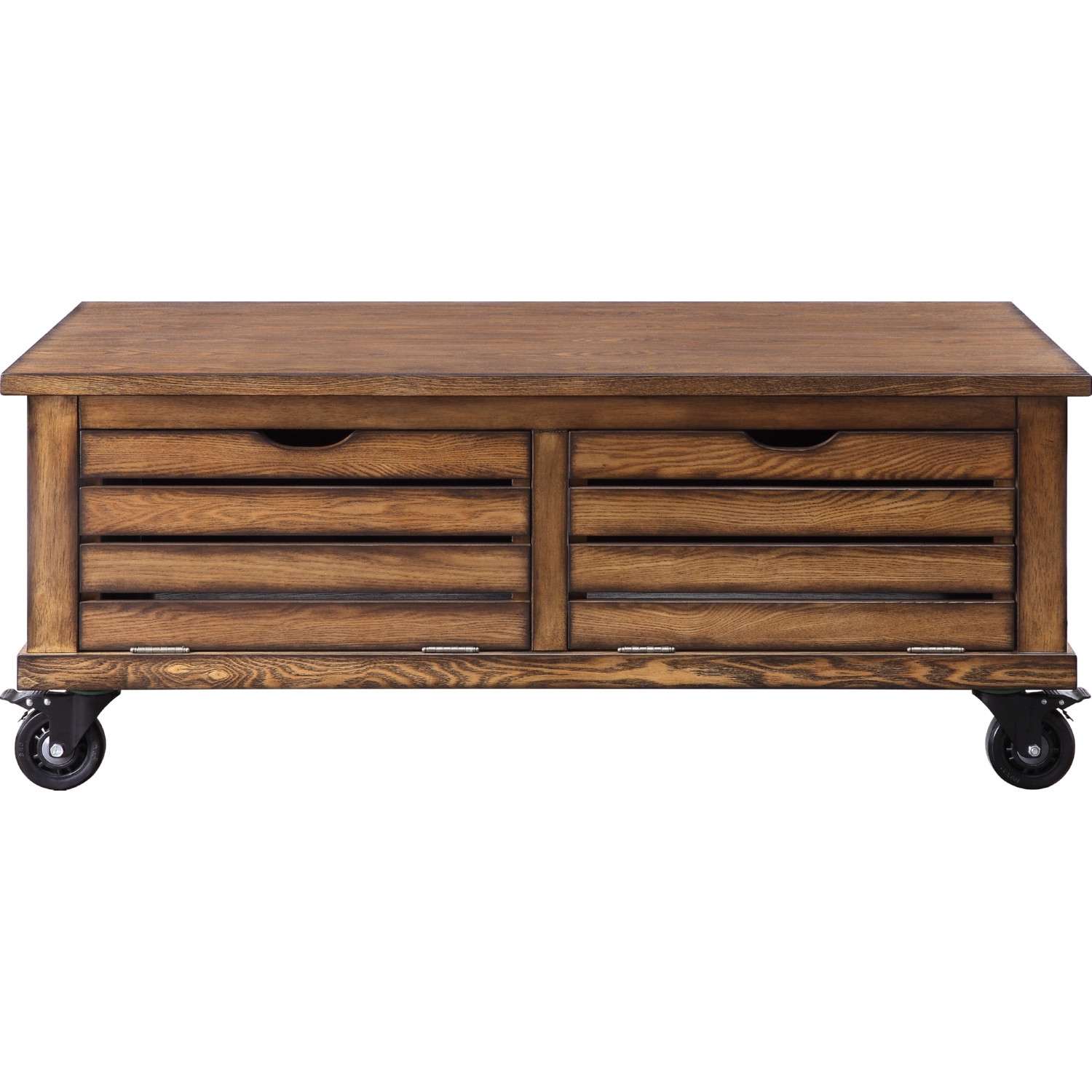 Gabriella Wood Rectangular Storage Coffee Table Set w/Casters