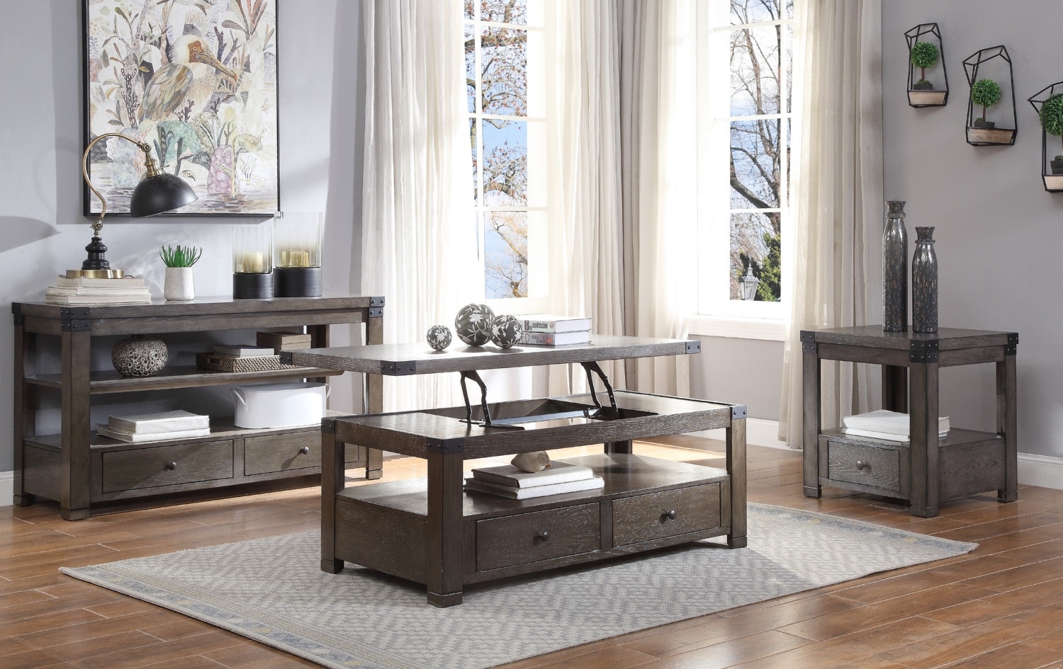 Melville Wood Square Storage End Table w/Drawer