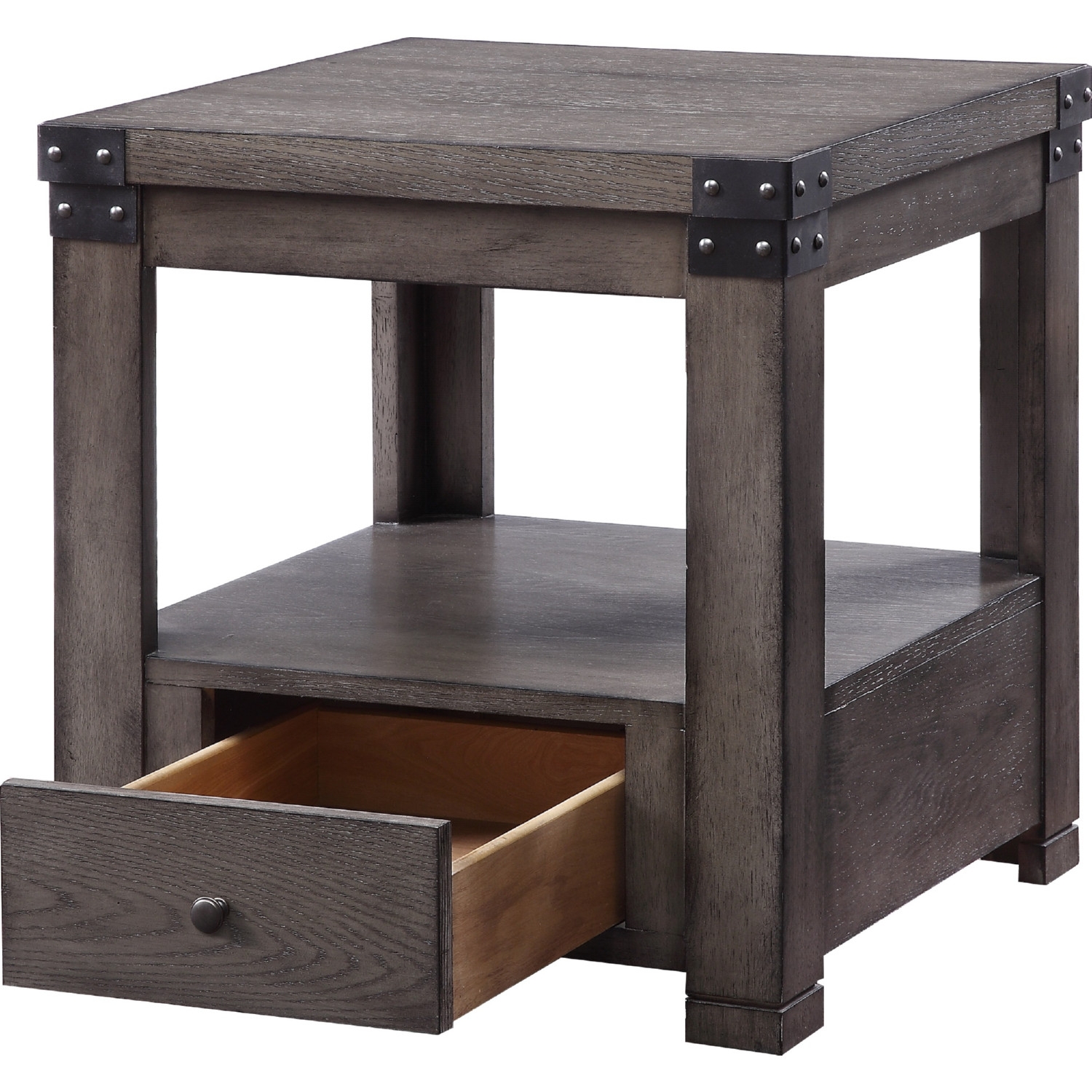 Melville Wood Square Storage End Table w/Drawer